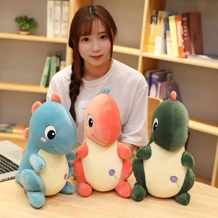 Hot selling small dinosaur stuffed short plush toy light blue soft toy for children room decoration green  doll birthday present