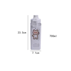 Kawaii Bear Pastel Water Bottle With 3D Sticker 700ml/900ml Plastic Travel Tea Juice Milk Portable Cute Shaker Drink Bottle Gift