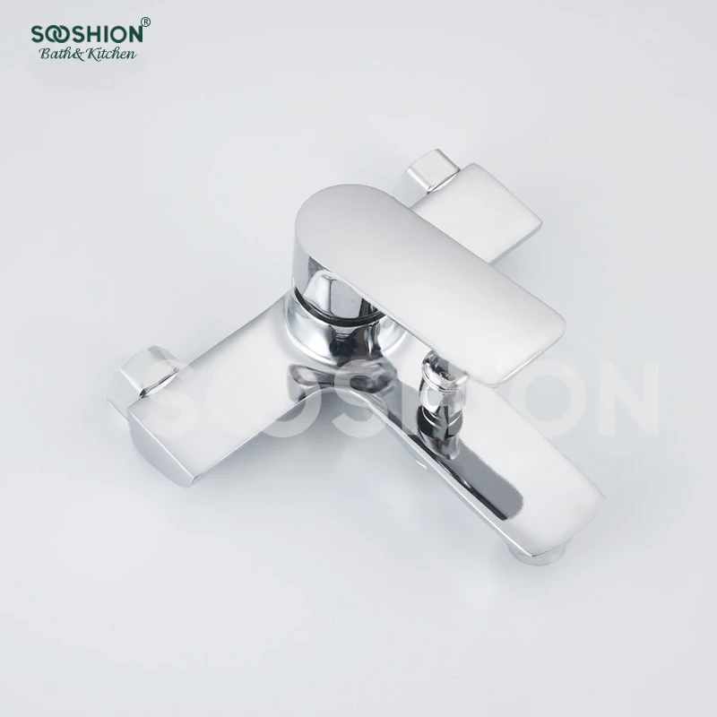 2022 Popular Design Hot and Cold Chrome Bath Mixer Wall Mount Zinc Bath Faucet For Shower