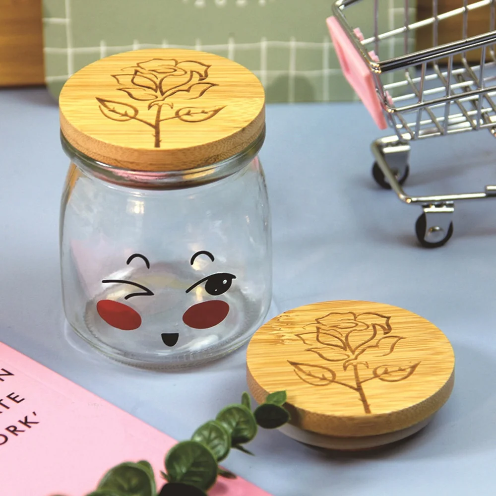 High quality custom logo 67mm diameter natural bamboo mason jar lid with silicone sealing ring