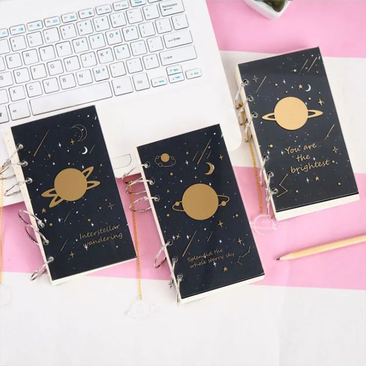 unique stationary supplies matte black acrylic cover loose-leaf square grid paper small space notebook