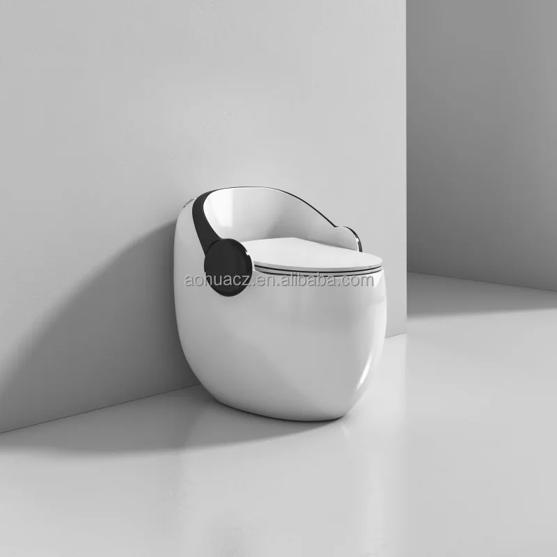 SDAYI Asia Modern Ceramic MP3 Toilet Egg Shape Around Black White Color Headset Siphonic One Piece Floor Mounted