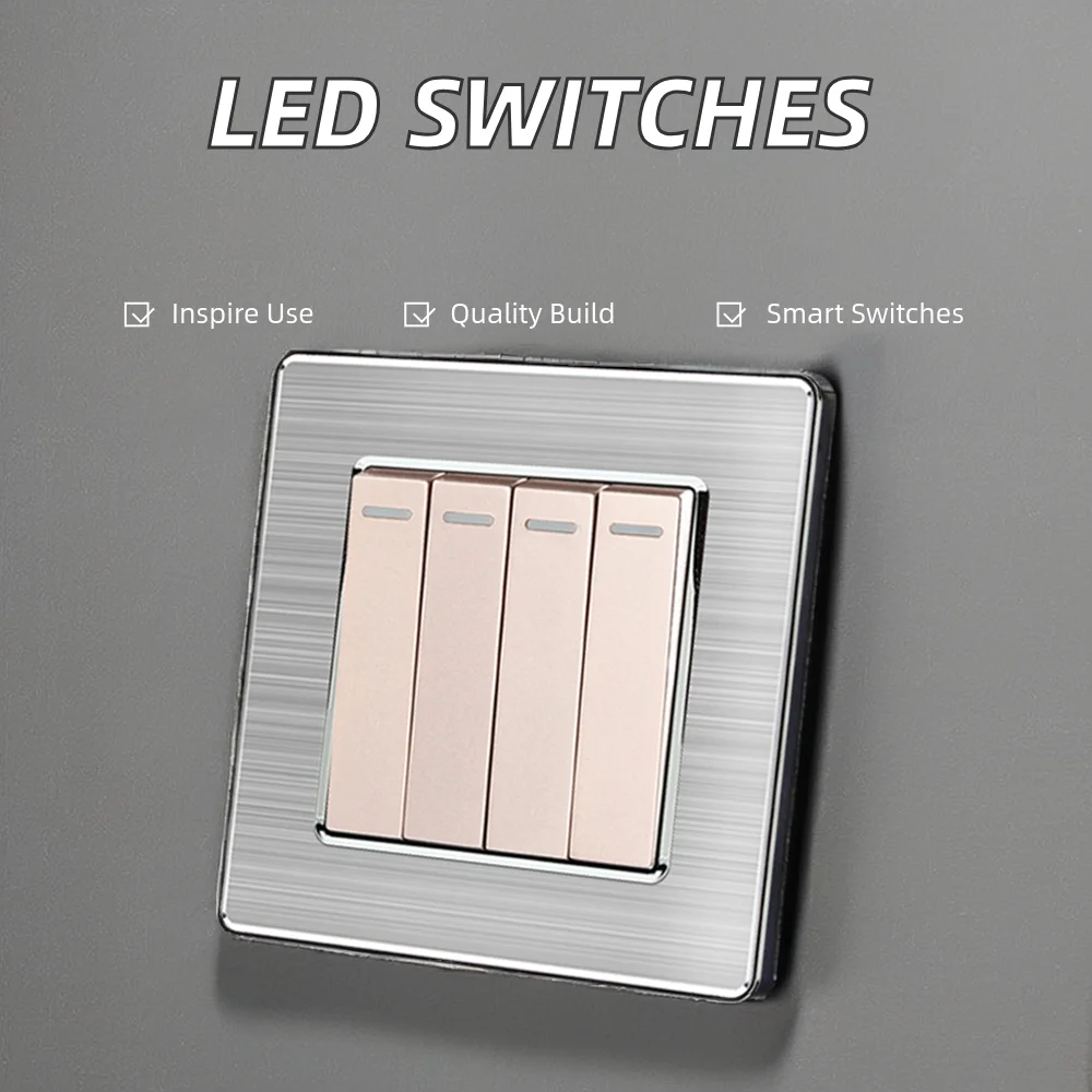 Modern 2Gang 1Way Electric Switches Indoor Control Waterproof Interruptor LED Indicator Wireless Max Voltage 250V Max 16A