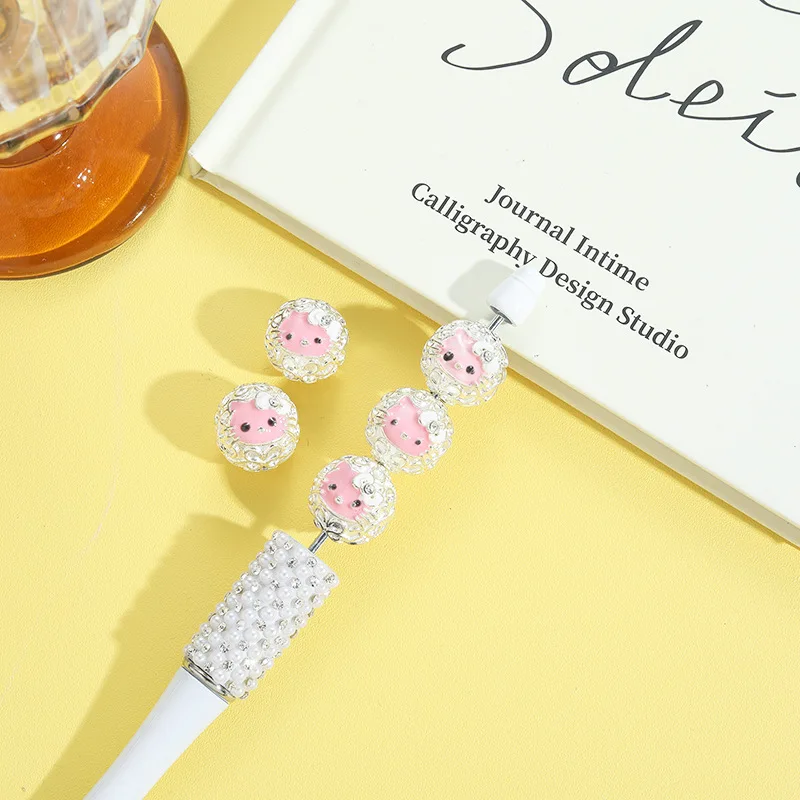 Оптовая продажа круглые шарики из сплава hello kitty массивные фокальные бусины свободные для браслетов ручки мобильного телефона