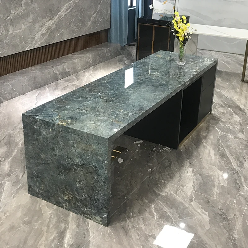 Price composite marble table top semi precious blue agate stone slabs