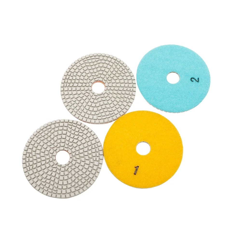 TRUE SHINE 100mm high quality 3 step wet or dry stone sanding pads for granite and marble