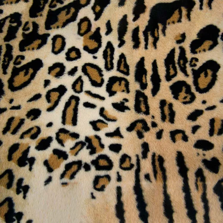 Warm Soft 400gsm Short Plush Fleece 100% Polyester Leopard Print Faux Rabbit Artificial Fur Fabric