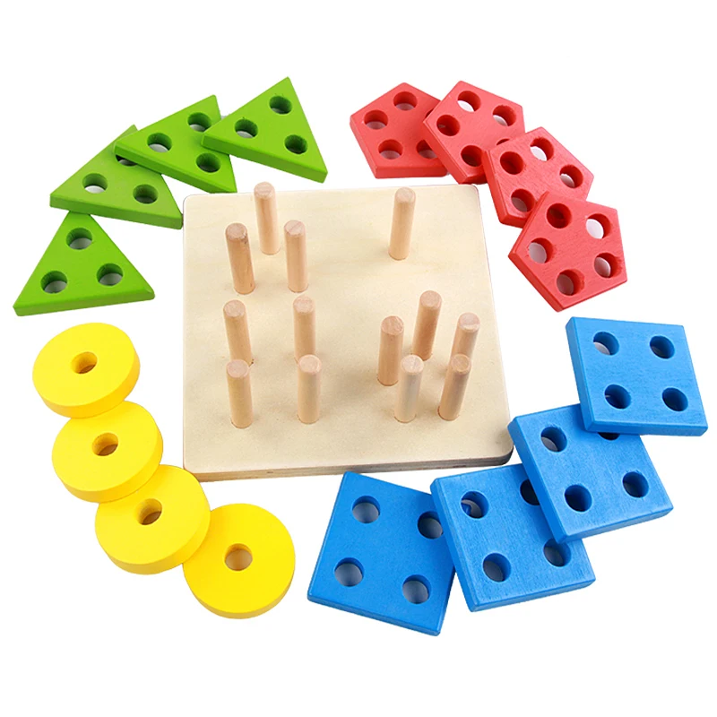Hot sales children learning wooden Building blocks montessori educational toys