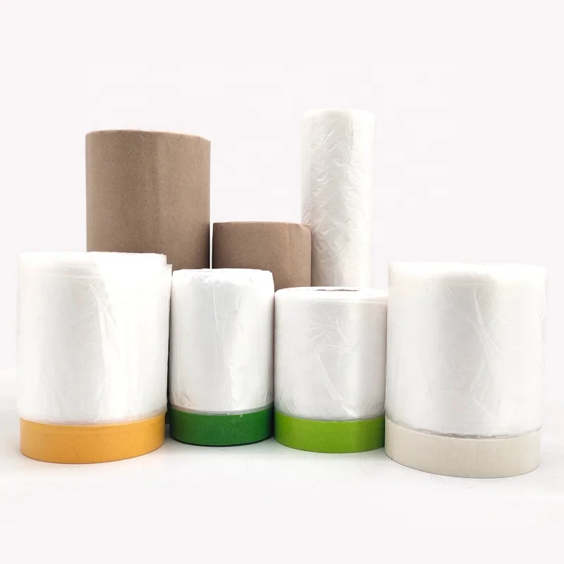 No Glue Residue Pre Taped Masking Film Rolls, Automotive Painting Protection Spray Covering film Tape