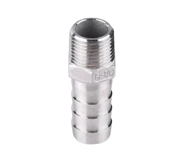 KQ SS304 Male Thread Hose Barb Connector 1/2' BSPT X 16mm OD Hex Nipple Fittings