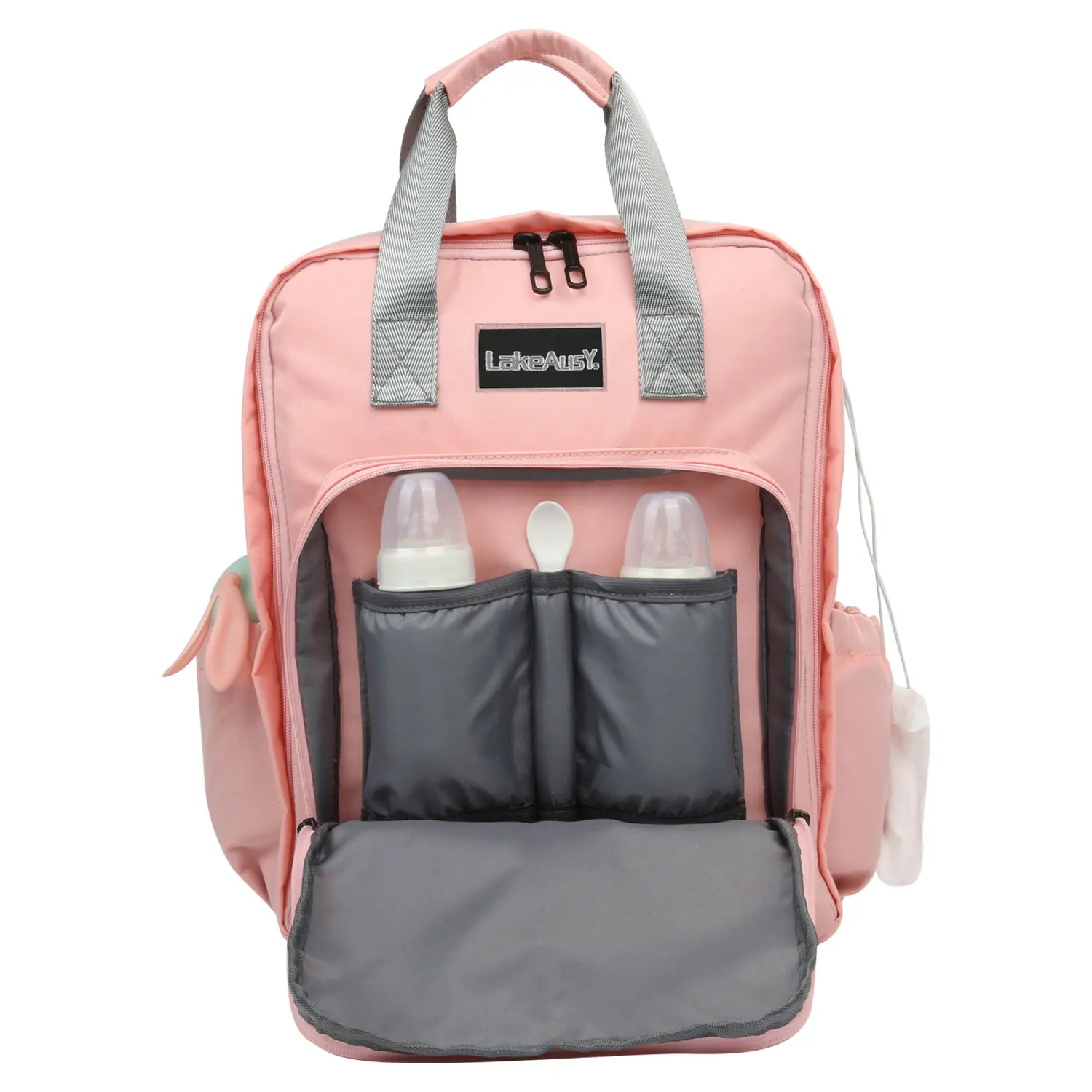 
 Роскошный серый Рюкзак для подгузников, дорожный рюкзак, портативная подвесная сумка на плечо для мам, детские сумки для смены пеленок для мамы  