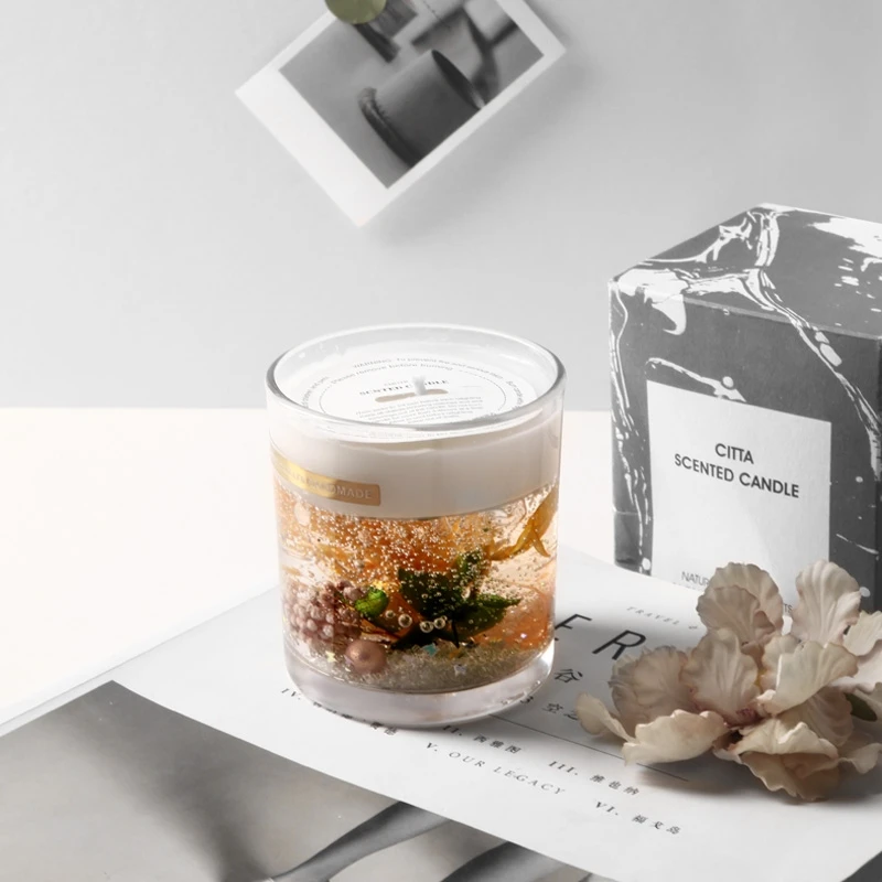 Оптовая продажа, роскошные мраморные ароматические свечи с блестящим логотипом