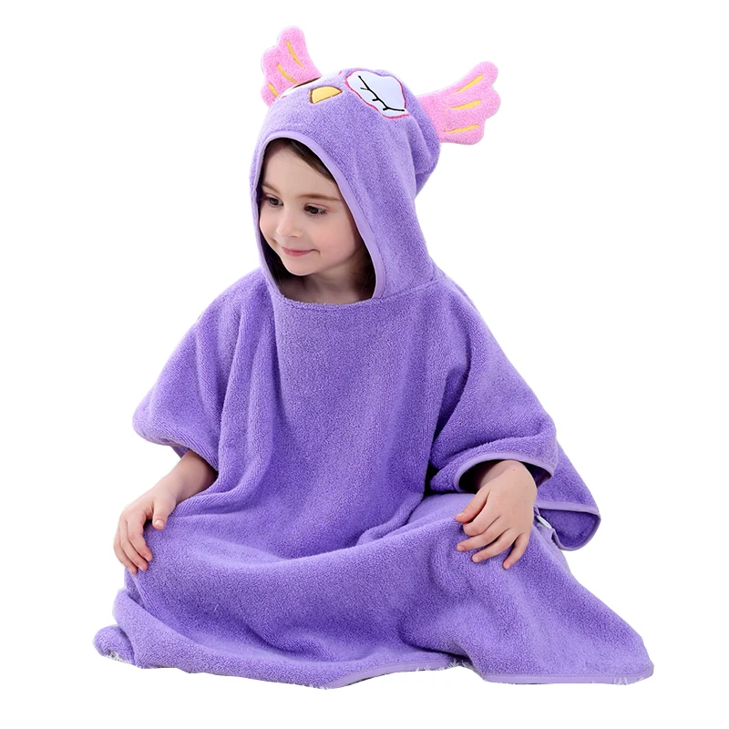 MICHLEY New Design Purple Animals Pattern Quick Dry Boys Children Halloween Hooded Towels