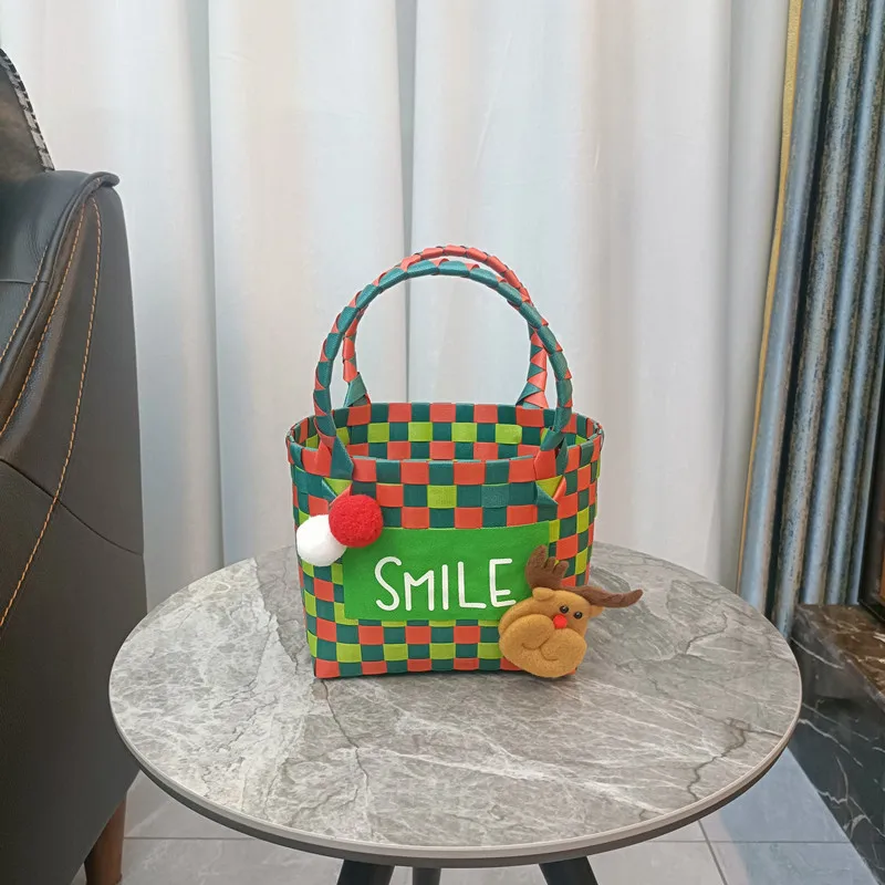 Christmas Gift Candy Storage Portable Kids Basket Santa Claus Christmas Elk Decoration Wholesale Empty Gift Basket