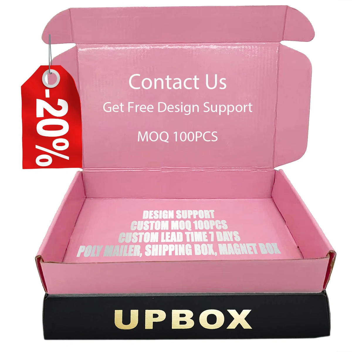 Custom Logo Printing Corrugated Kraft Cosmetic Mailers Pink Wig Shipping Packaging Gift Paper Boxes For Clothes
