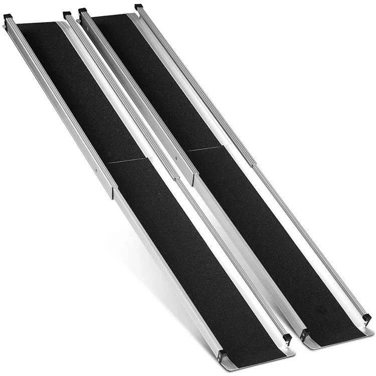 2024 Hot Sell Best Lightweight Aluminium Alloy Telescopic Portable Wheelchair Ramp Folding Wheelchair Car Ramp For Car & Stair