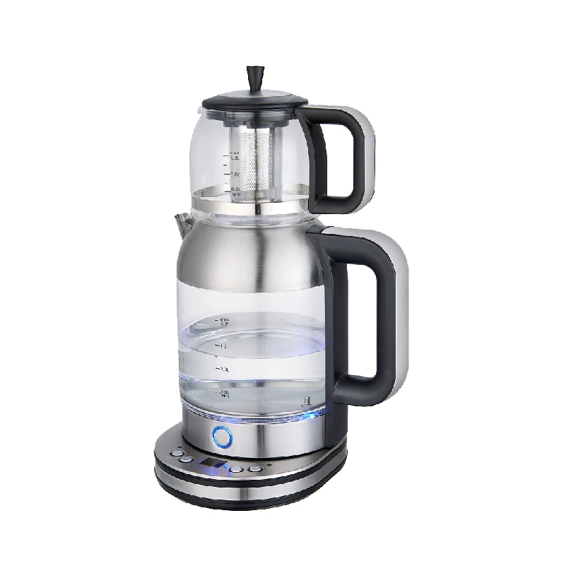 OCTAVO DOUBLE GLASS KETTLE OC-1392  Electrical Appliances Kettle Black Silver White Body OEM Customized Steel Anti PSE Golden