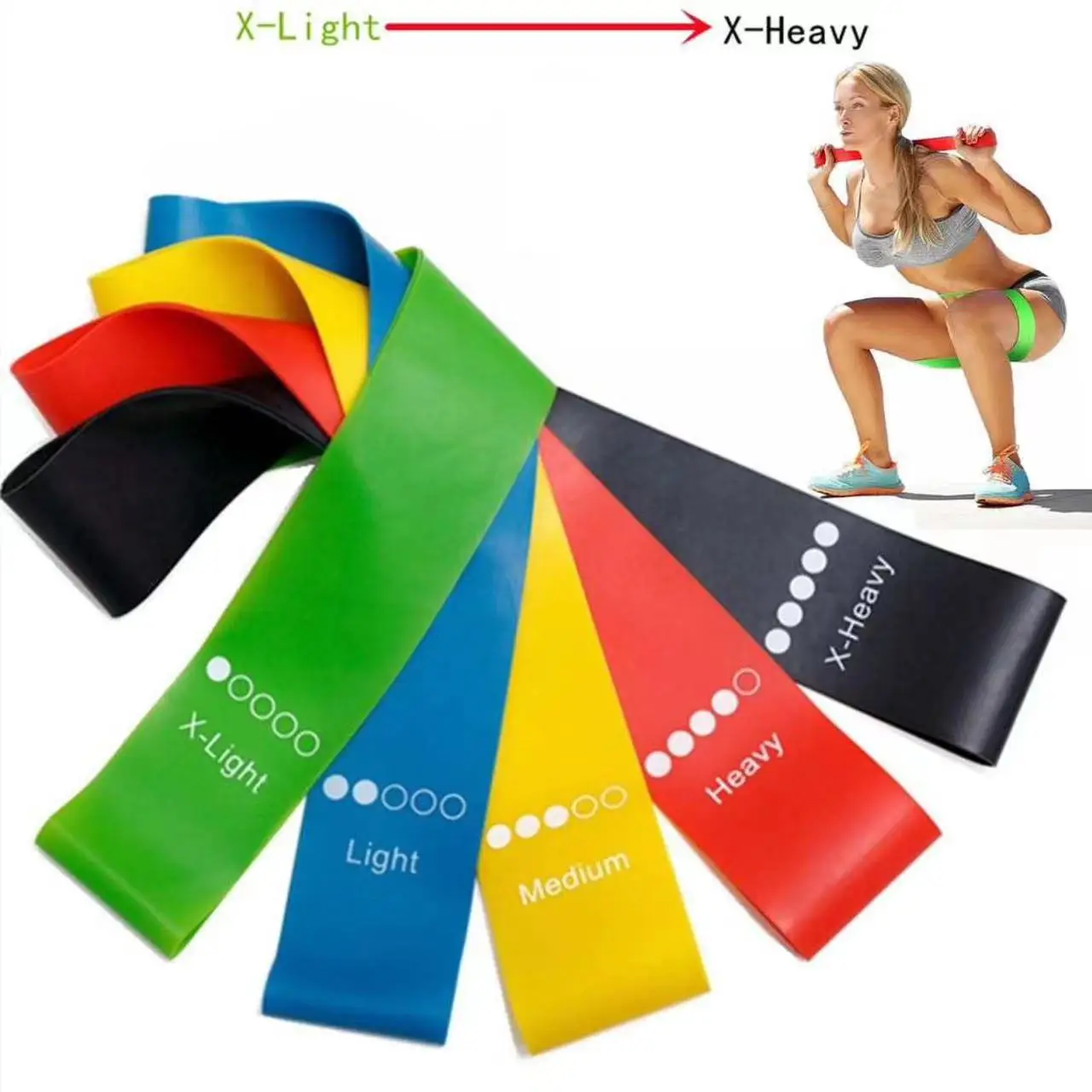 Conway RSB002 Wholesale 5 Levels Custom Logo Low MOQ Hip Loop Workout Yoga Booty Nature Latex Rubber Resistance Band Set