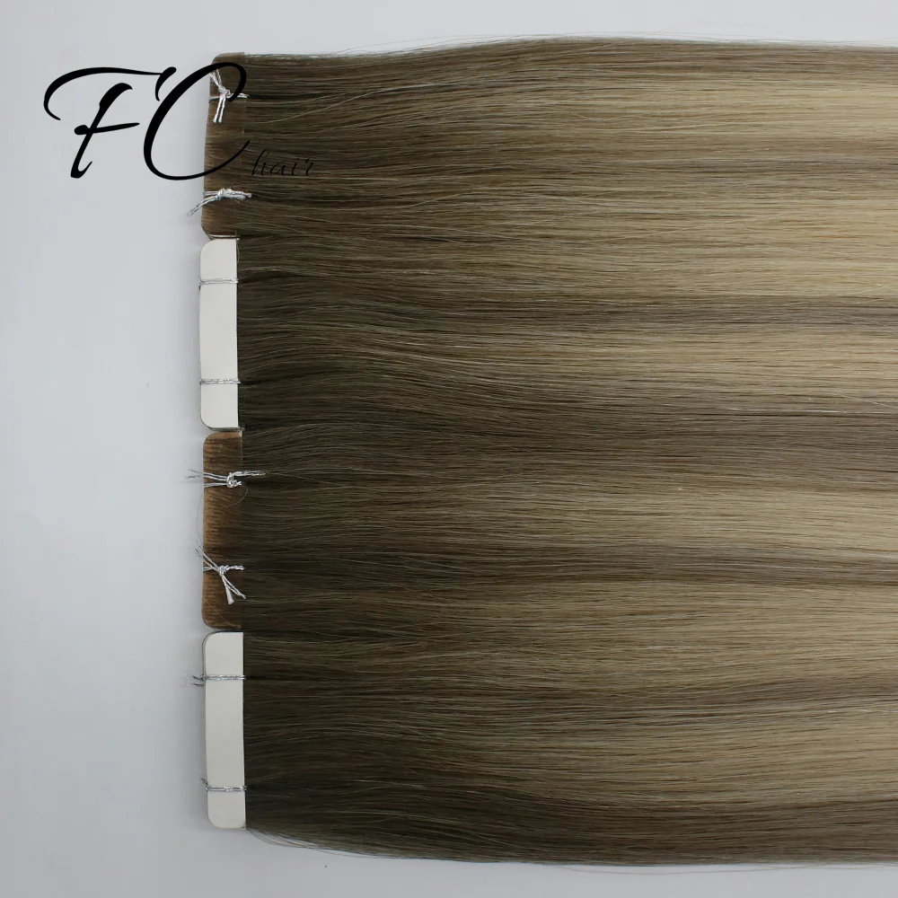 FangCun Injection Human Hair Extensions Hand Tied Tape In Natural Hair Extension Invisible Adhesives PU Skin Weft Remy Hair