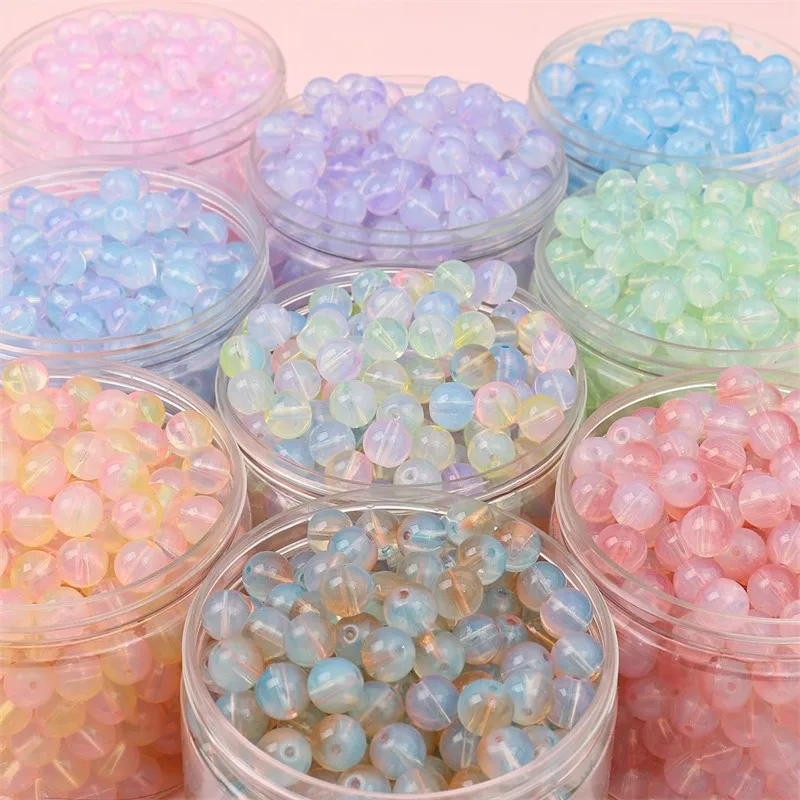 Factory High Quality Transparent Beads 10MM Charms Sweet Candy Glass Loose Beads For DiyJewelry Making Accessories