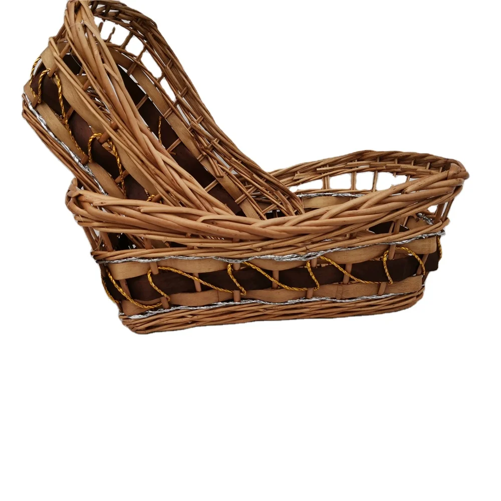 
Овальная плетеная подарочная корзина ручной работы, деревянная корзина для фруктов, плетеный поднос 