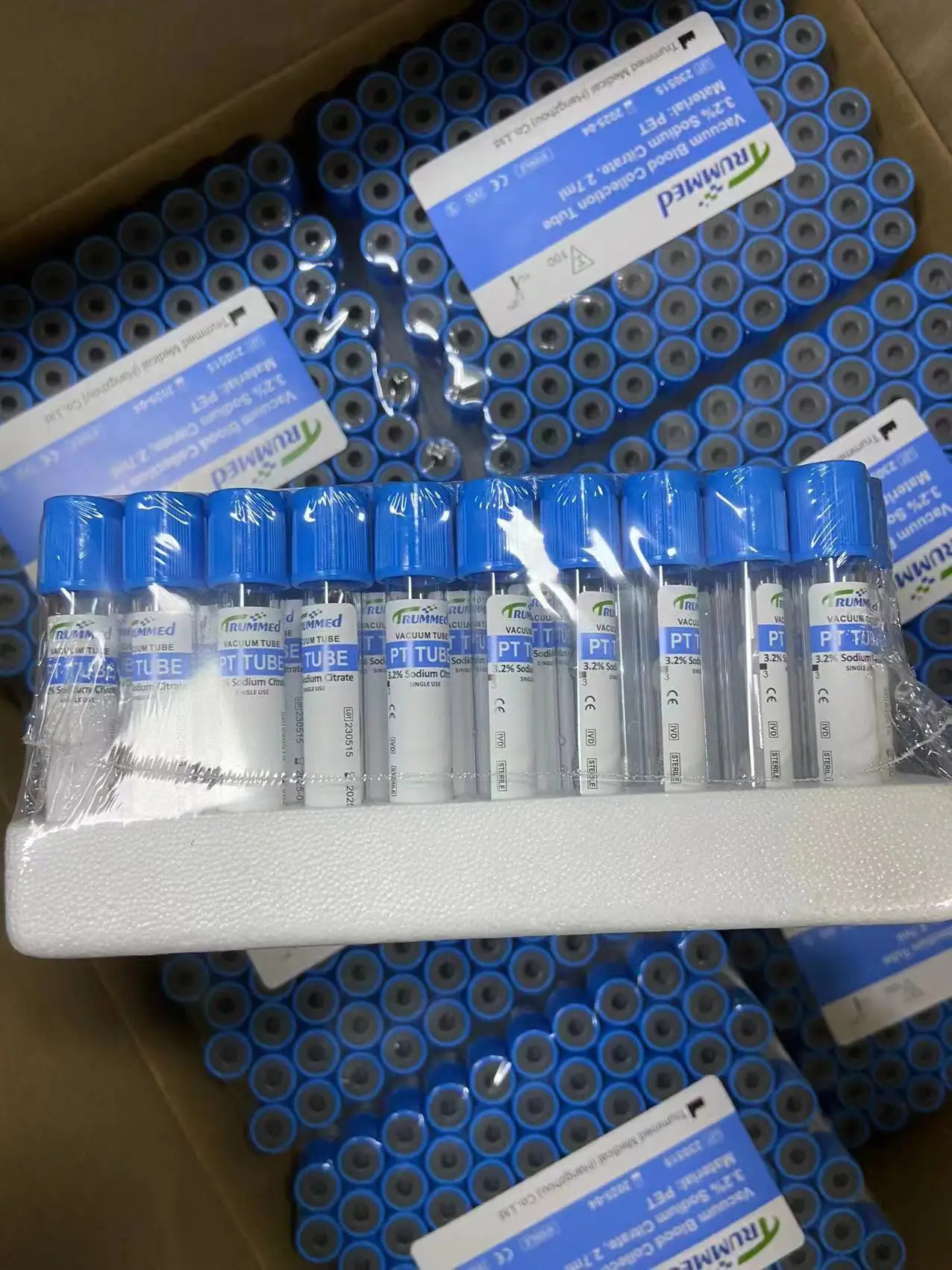 OEM blue top evacuated blood collection tubes 3.2% sodium citrate