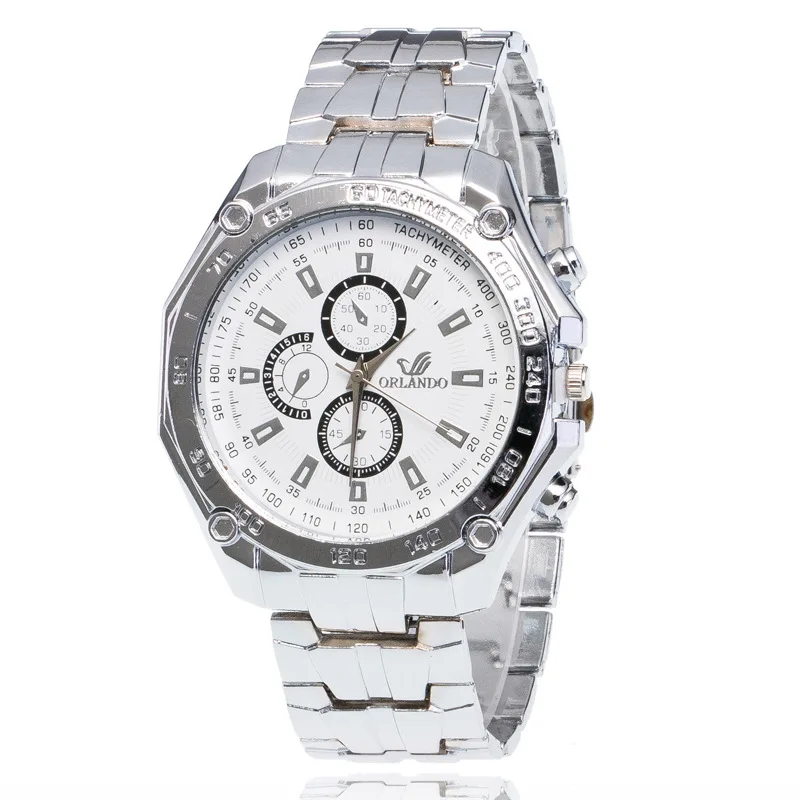 Simplicity Three Eye Six Stitches Calendar Clock Stainless Steel Digital Watch Mens Sports Quartz Watch Business Men Wristwatch