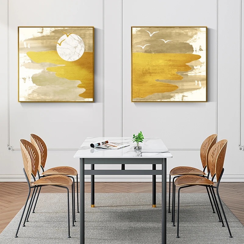 Living Room Hotel Decoration Crystal Porcelain Gold Foil Painting Art Abstract Handmade Gold Leaf For Painting