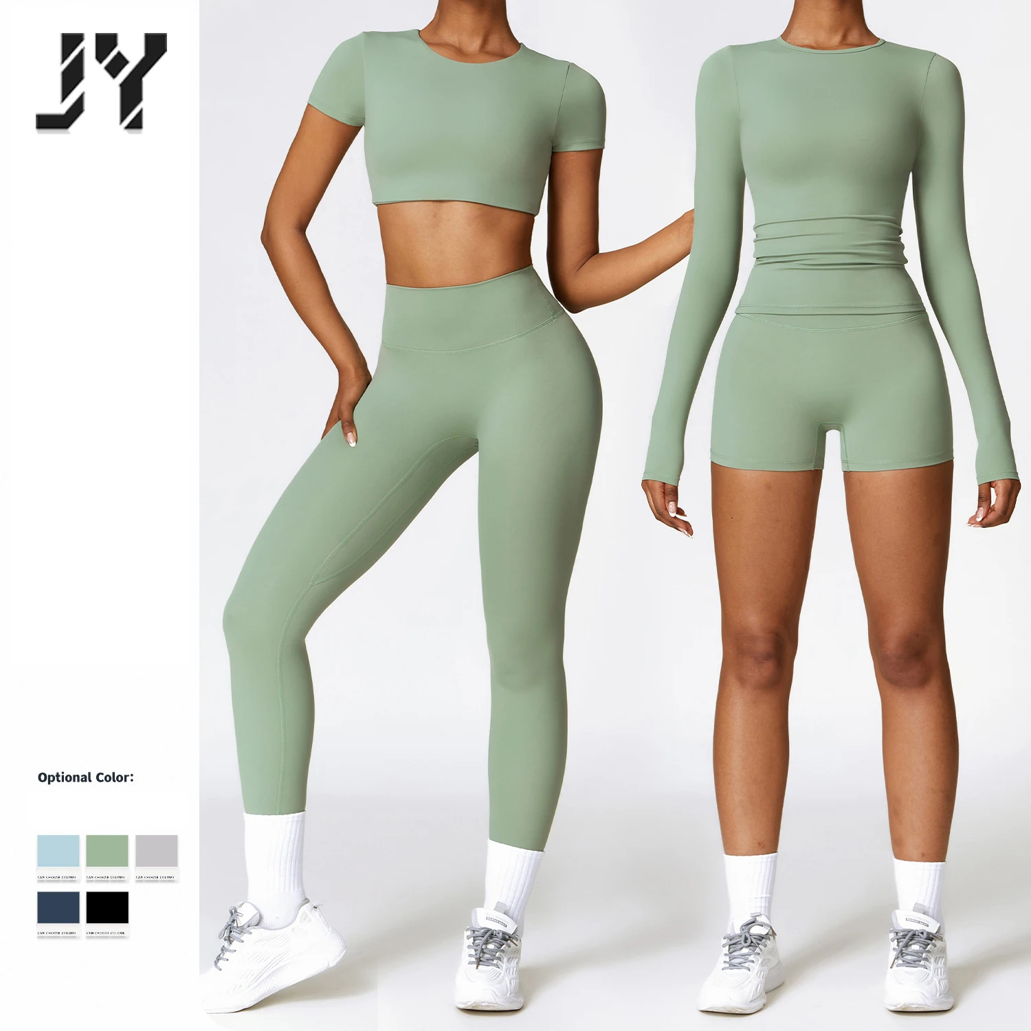 Joyyoung  Europe and the United States tight sanding yoga suit quick-drying fitness clothes winter outdoor running suit women