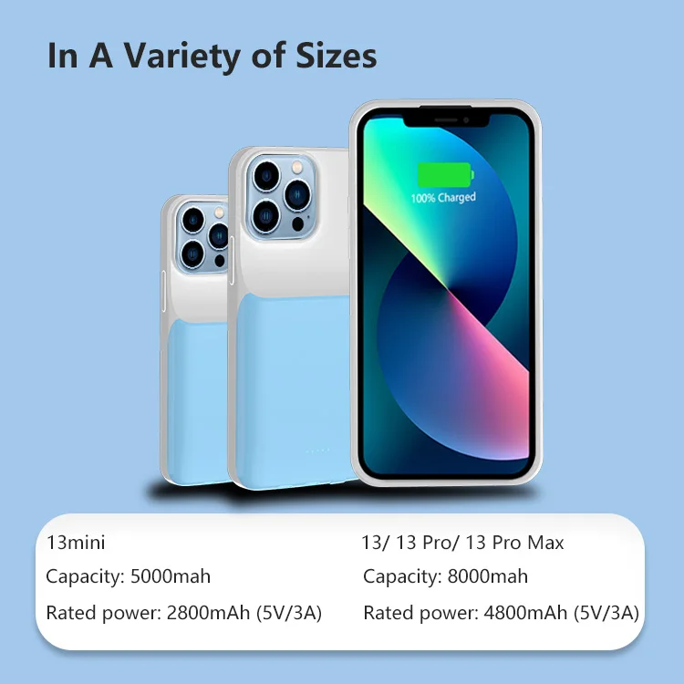 Qi Wireless Charging Battery Charger Phone Case For iPhone 13 Pro Max Portable External Battery Pack Case For iPhone 13 Mini