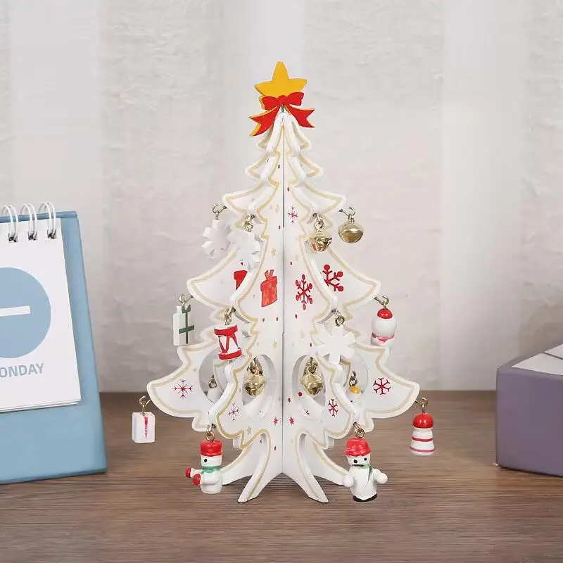 Christmas Gifts 3D Mini Christmas Tree Window Display Crafts Tabletop Wooden Christmas Tree