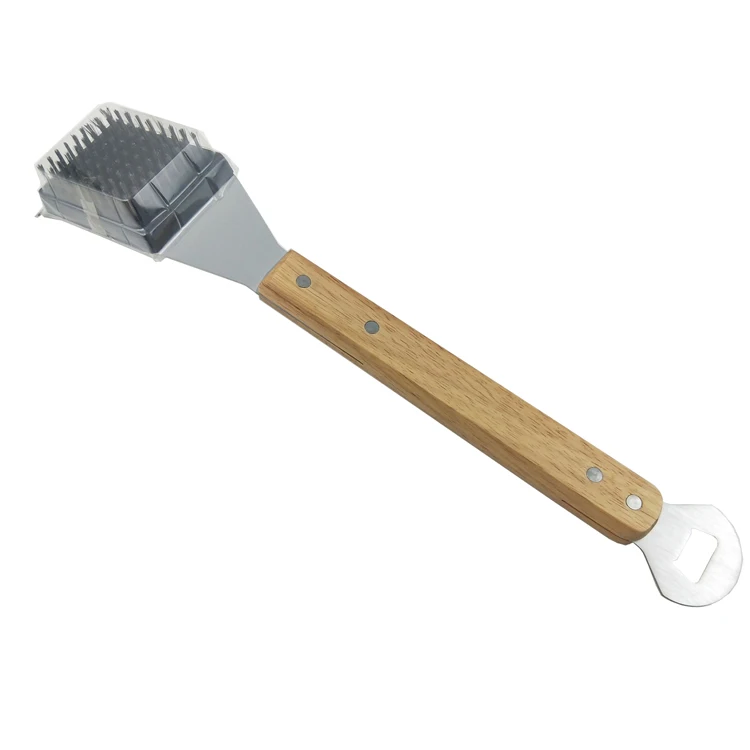 Barbecue cleaning Brush Stainless Steel Bristles BBQ Grill Brush and Scraper with wooden handle