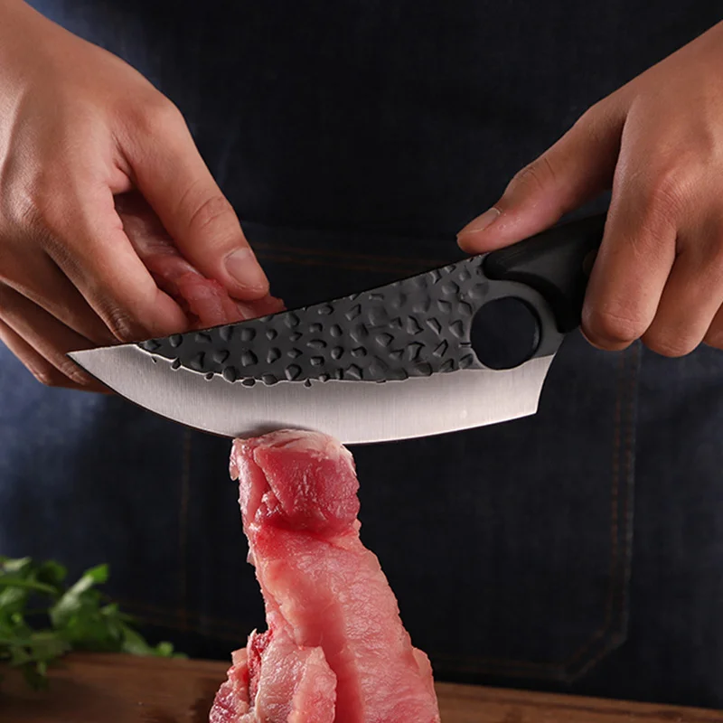 high carbon steel kitchen chef cleaver serbian hammer boning knife for sheep brisket slaughter meat butcher forged chopper knife