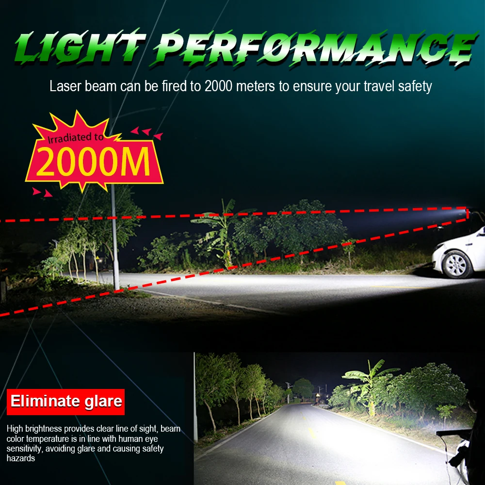 Offroad Super bright 2000m Spot Led Driving Lights Dual Row 4x4 off road Car Laser Led Light Bar