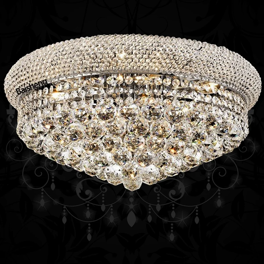 
50cm wide flush mount mounted ceiling lamp luxurious crystal lighting gold silver chrome light for home decoration wholesales 