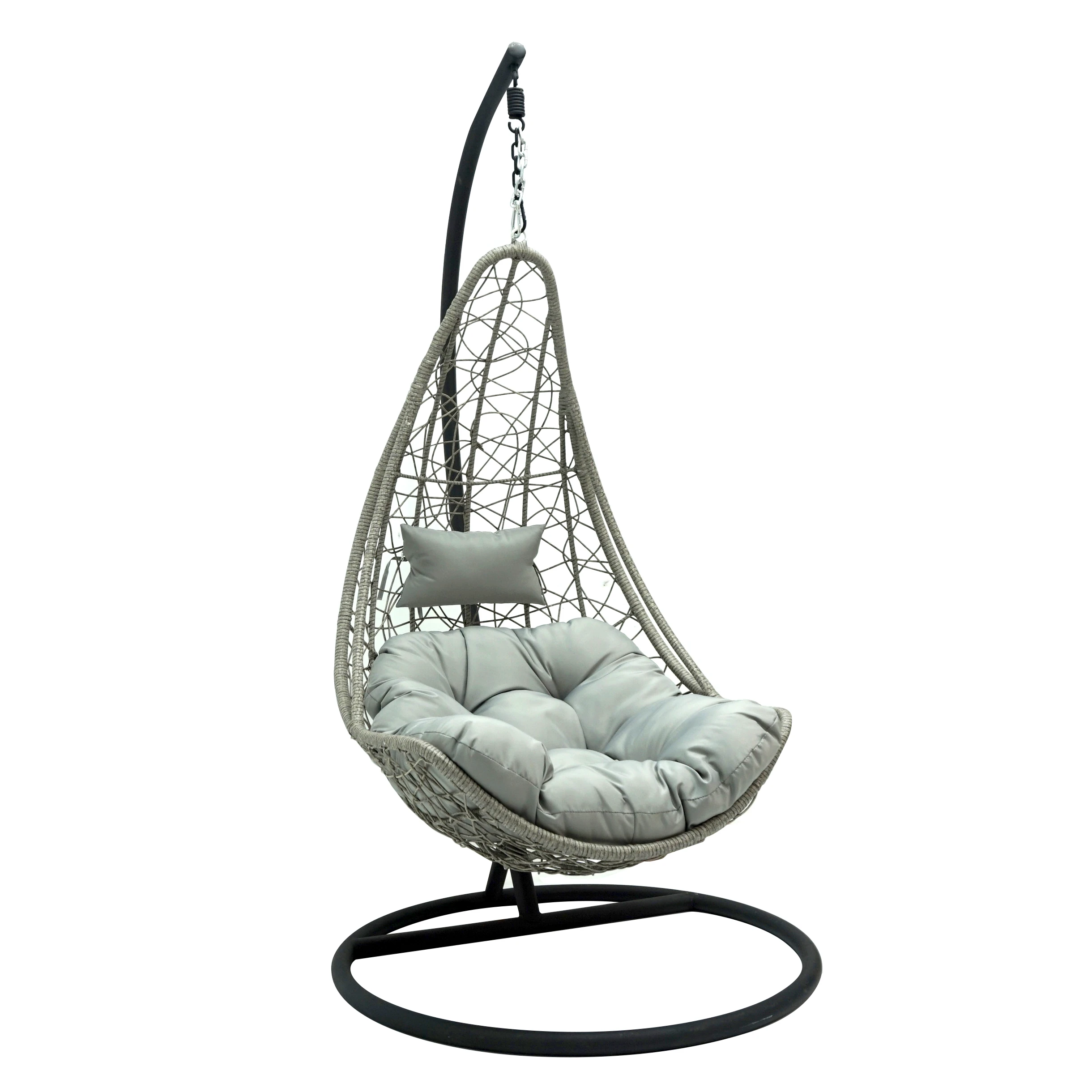 Modern Patio Outdoor Swing Hammock Egg Hanging Basket Chair With Stand Garden Balcony Rattan Wicker Swing Egg Chair For Adult