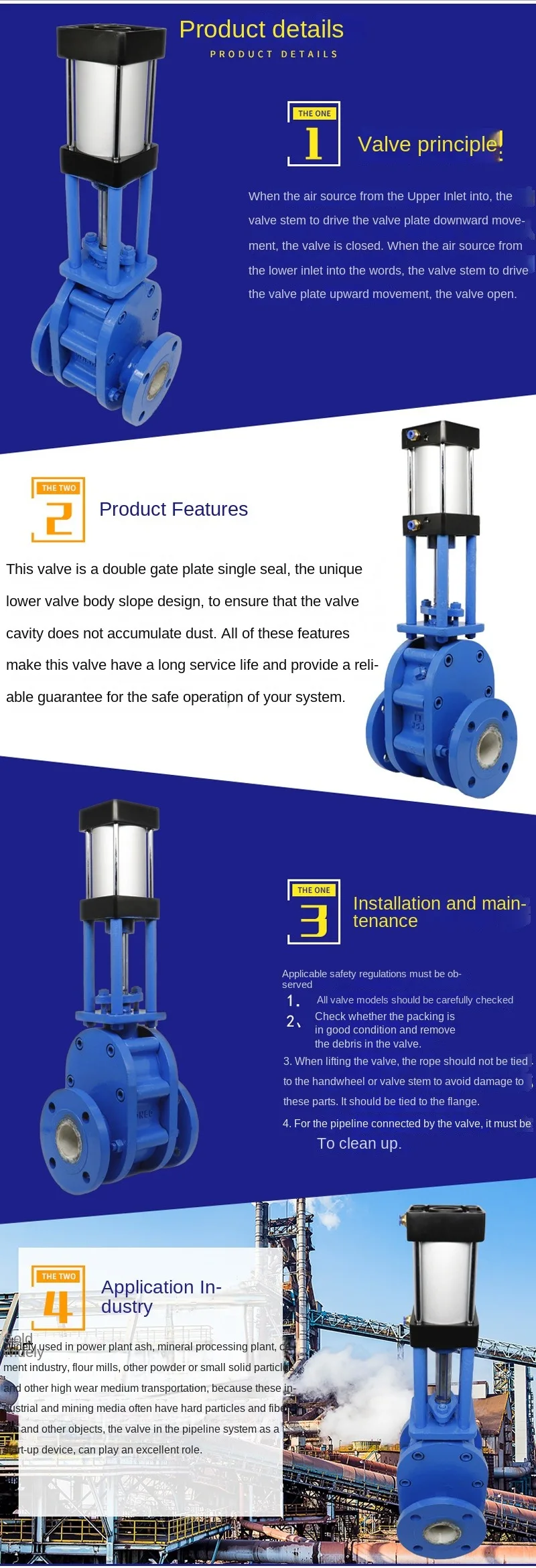 Z644TC Pneumatic Double Gate Valve Wear-Resistant Carbide Discharge Ash Feed Valve Lined with Ceramic