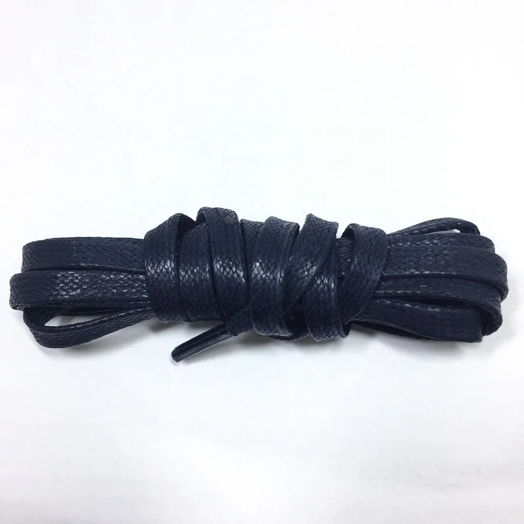 Men leather shoes use stock colors cotton braided custom length waterproof flat waxed shoe laces