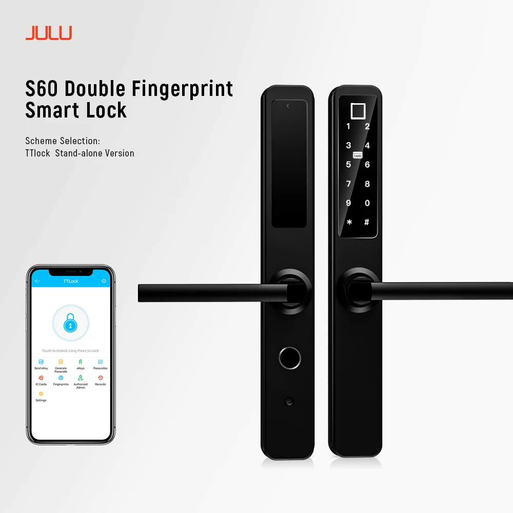 Touch Screen password door lock electronic keyless digital lock double fingerprint smart door lock