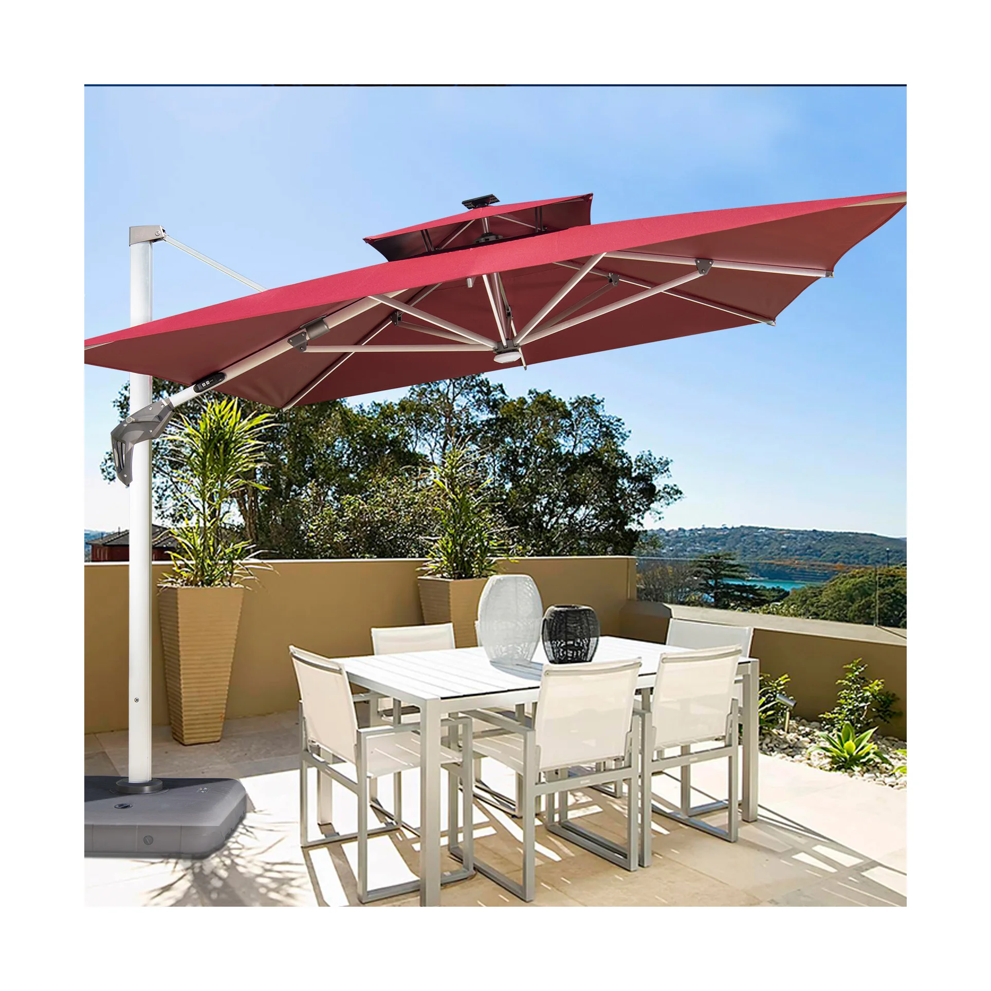 Big Garden Parasol Solar Umbrella Outdoor Cantilever Beach Patio Umbrellas Wholesale