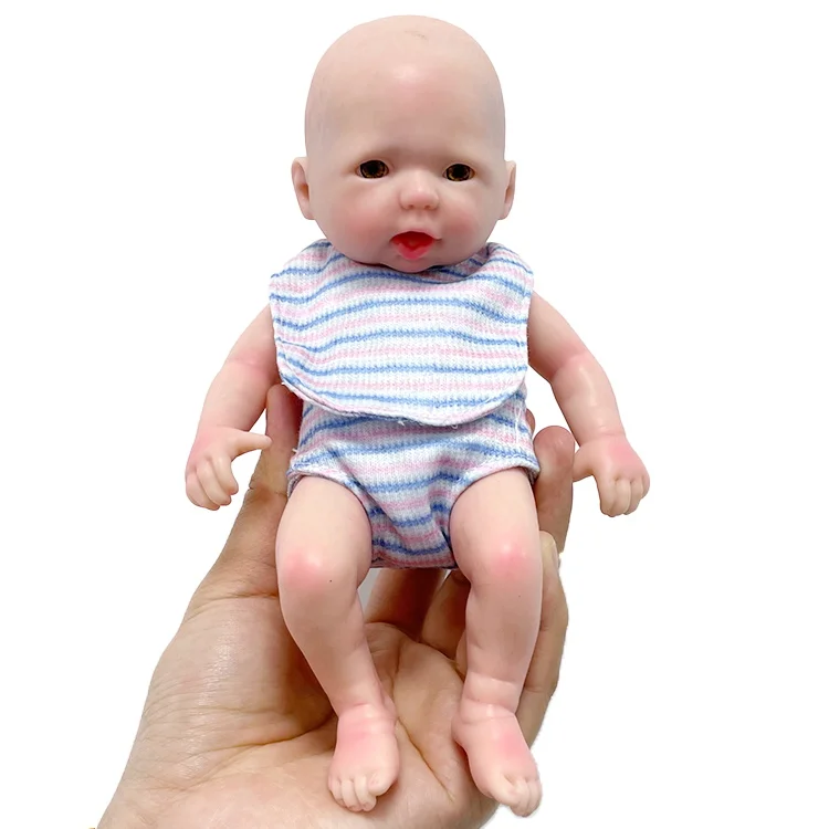 9'20cm 100% Full Body Silicone Reborn Doll Acrylic Eyes Girl Baby Newborn Toddler Soft Toys for Children Gift