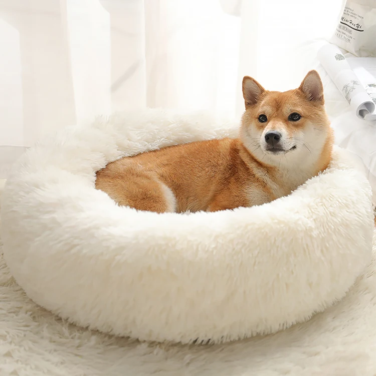 Pet Bed Dog Bed Pad Cat Round Cushion Comfortable Pillow Ultra Soft Plush Donut Sofa Machine Washable Mat Waterproof & Anti-Slip