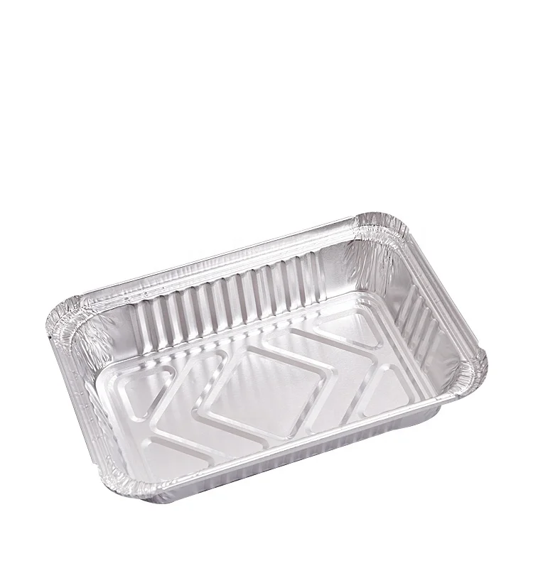 Tray Food Container Aluminum Foil Takeaway Aluminium Foil with Plastic Lids Disposable Wholesale Silver PET Aluminum Pans Accept