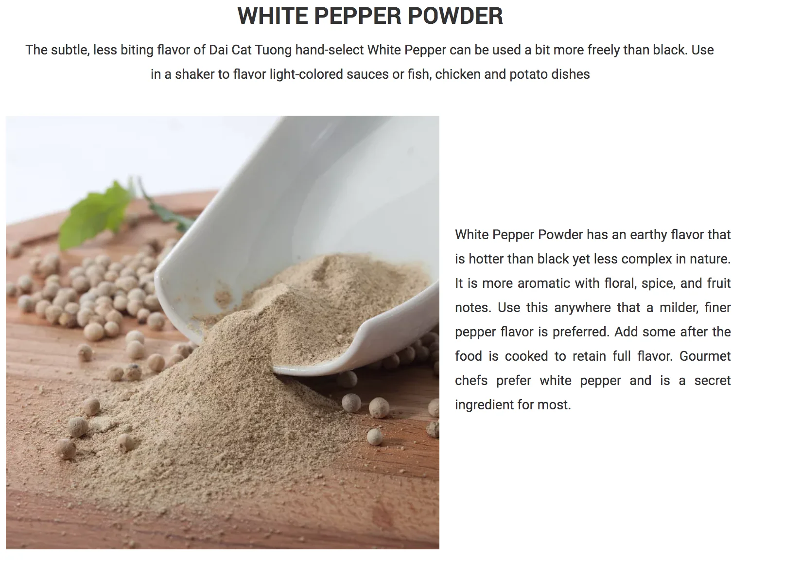 Manufacturer Wholesale Dried White Pepper Powder