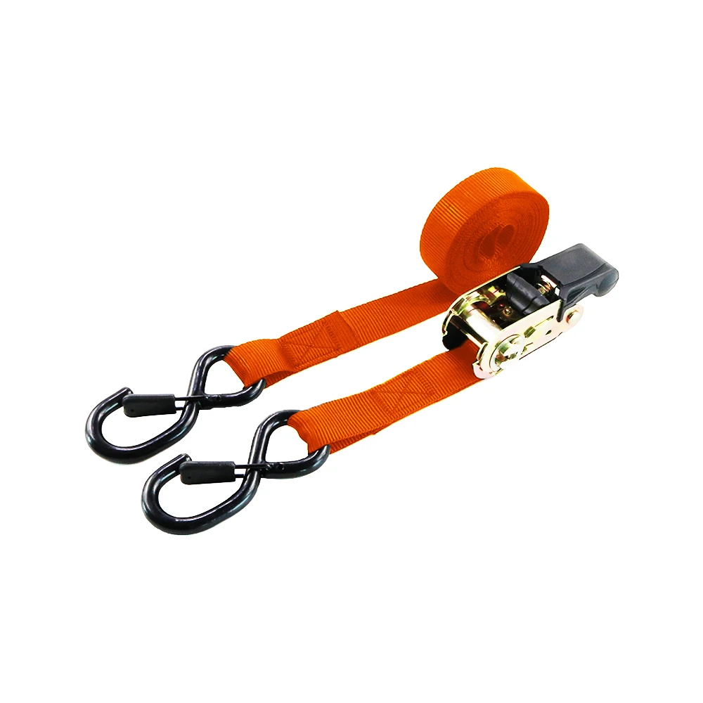 OEM Ratchet tie down strap 25mm ratchet load strap 800kg cargo belt with S Hooks