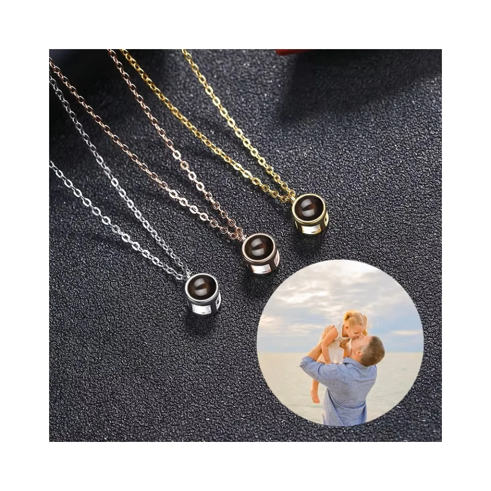 Explosive 925 silver color chart 100 languages projection necklace women customized necklace with diamonds collarbone chain