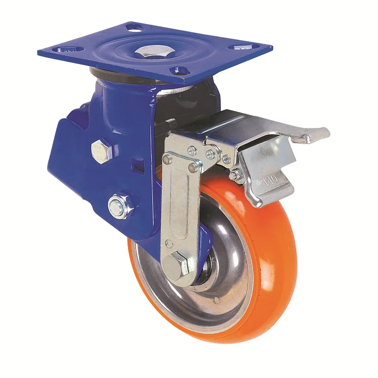 5 дюймов 6 дюймов 8 дюймов Heavy Duty Оранжевый PU амортизирующие колесо Кастера