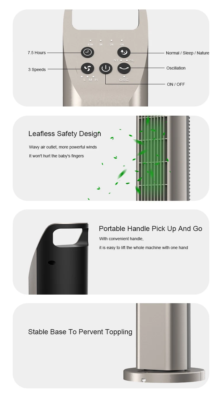 Cheap bladeless fans air cooling standing tower fan with remote control tower & pedestal fans