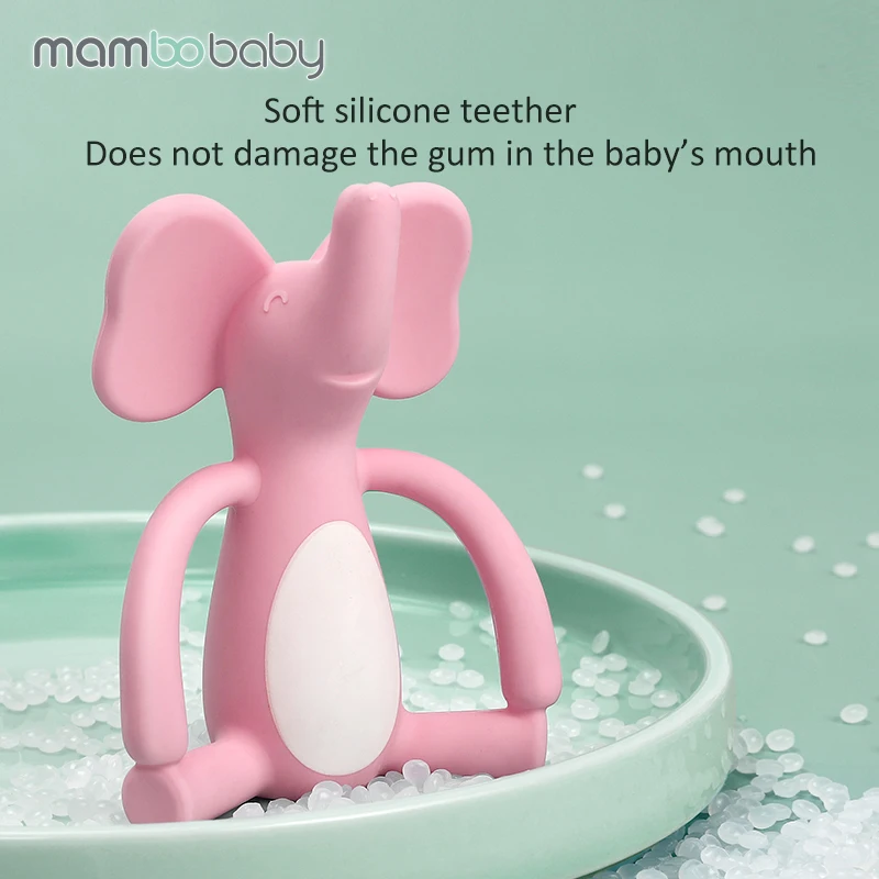  Детский силиконовый Прорезыватель для зубов Mambobaby забавные животные оптовая цена экологически чистая игрушка прорезывания игрушка-слон жевания