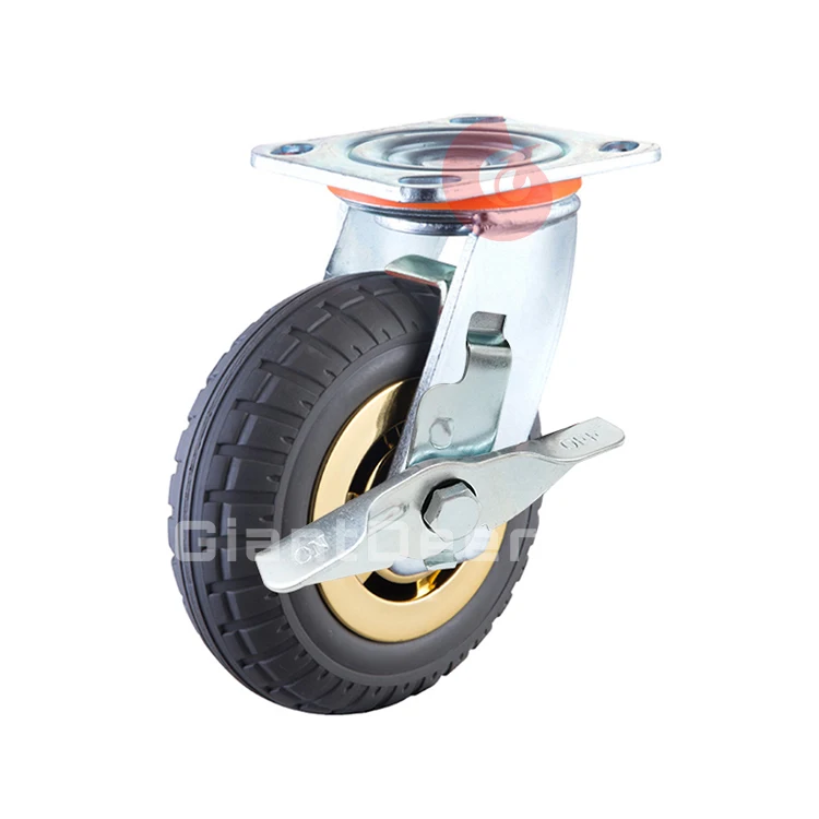 Professional Factory Heavy Duty 100X50 125X50 150X50 200X50 Caster Solid Rubber Wheel With Brake